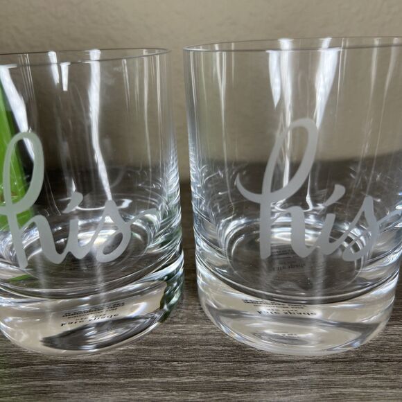 Kate Spade Lenox Two of a Kind HIS & HIS Crystal Glasses Set Wedding Gift CUSTOM - Picture 2 of 6
